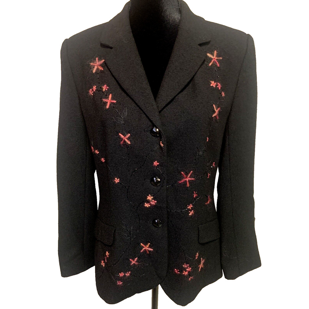 Spiegel Black Blazer with Red Embroidery